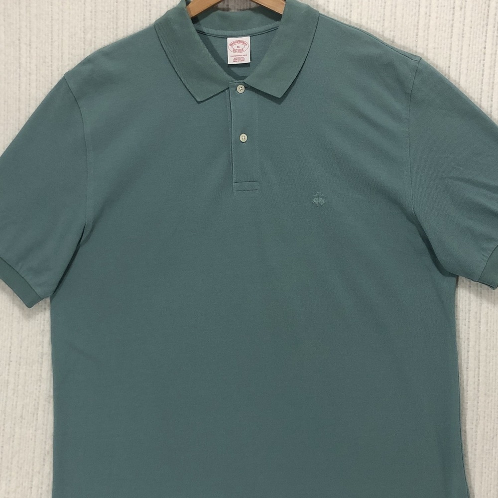 Brooks Brothers Mens XL Performance Polo Shirt Teal Green Cotton Pique Logo